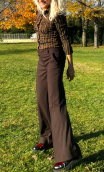 Pantalon Corleone. Marron. Polyester stretch, large loose fluide, chic