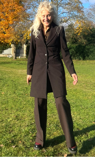 Redingote Humphrey. Marron rayée, demi-saison, fabrication française