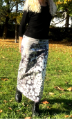  Jupe Sirène. Argent noir, Longue, gabardine coton enduction glam