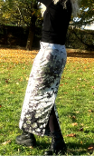  Jupe Sirène. Argent noir, Longue, gabardine coton enduction glam