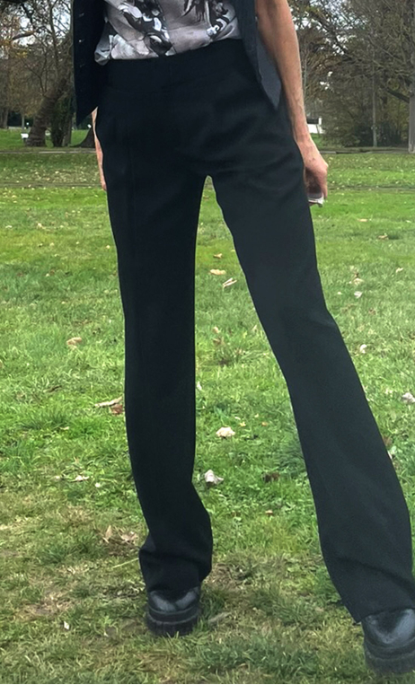 Pantalon Corleone. Noir. Polyester stretch, large loose fluide, chic