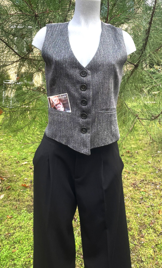 Gilet. Chevrons gris. Laine, sans manche, fabrication française