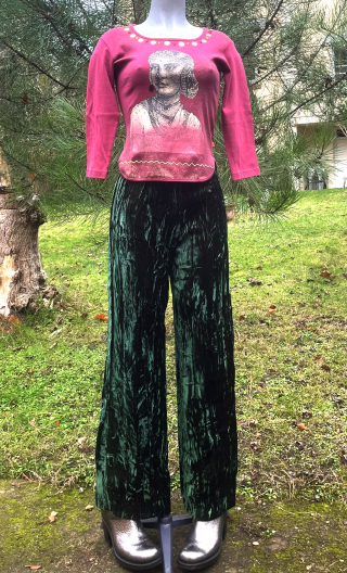 Pantalon Bollywood. Velours sapin