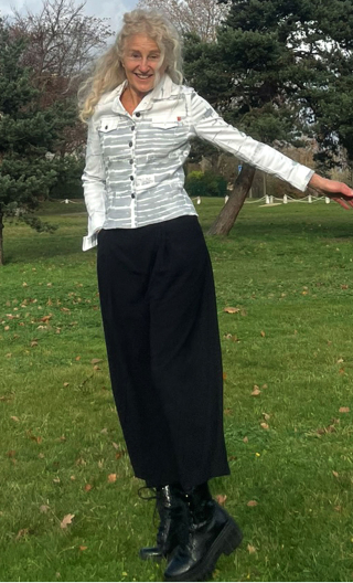 Veste Georgia. Sultan blanc. Coton stretch imprimé, non doublée