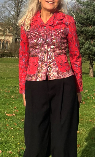 Veste Fitzgerald. Herbes folles rouge. Coton imprimé fleurs