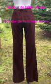 Pantalon. Velours choco fileté or. Imprimé mini, fabrication française