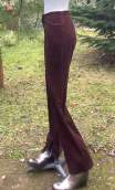 Pantalon. Velours choco fileté or. Imprimé mini, fabrication française
