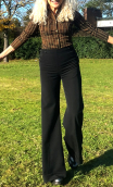 Pantalon Tango. Black Chic Noir. Pantalon à pont flare, stretch, revers