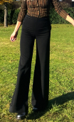 Pantalon Tango. Black Chic Noir. Pantalon à pont flare, stretch, revers
