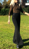 Pantalon Tango. Black Chic Noir. Pantalon à pont flare, stretch, revers