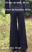 Pantalon Tango. Black Chic Noir. Pantalon à pont flare, stretch, revers