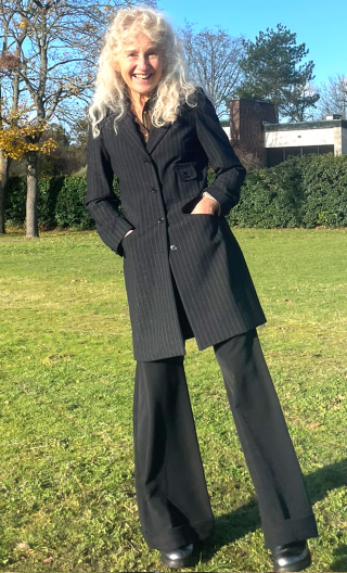 Redingote Humphrey. Noir rayée, demi-saison, fabrication française