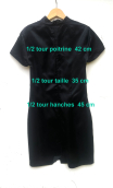 Robe La Joueuse de go. Satin noir, col mao, courte