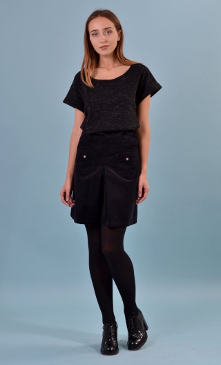 Top Winter Oz. Mouliné. Noir et blanc