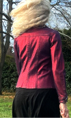 Veste Georgia. Glam. Rouge. Denim enduction lurex. Femme petite menue
