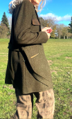  Veste Connemara. Tweed vert. 7/8ème, laine. Fabrication française