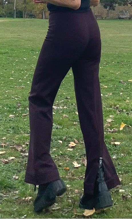  Pantalon Boulgakov. Laine aubergine, large, fabrication française
