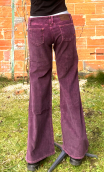 Pantalon Crimson. Velours violet. Stretch. Pat d'eph, taille basse