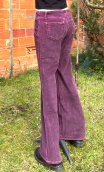 Pantalon Crimson. Velours violet. Stretch. Pat d'eph, taille basse