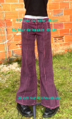 Pantalon Crimson. Velours violet. Stretch. Pat d'eph, taille basse