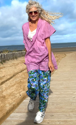 Kimono Indira. Atlantide lilas. Veste non doublée hippy chic