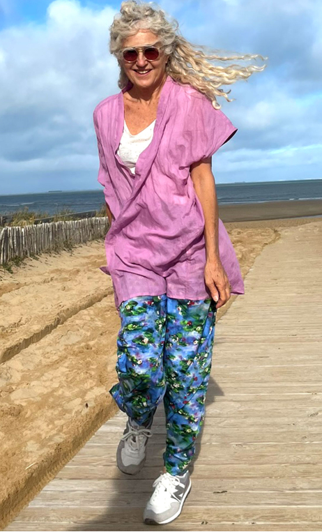 Kimono Indira. Atlantide lilas. Veste non doublée hippy chic