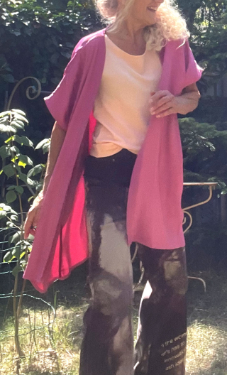Kimono Indira. Merveilleuses Framboise. Veste non doublée hippy chic