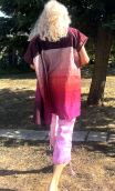 Kimono Indira. Harem. Rayures rose rouge. Veste non doublée hippy chic