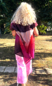 Kimono Indira. Harem. Rayures rose rouge. Veste non doublée hippy chic