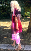 Kimono Indira. Harem. Rayures rose rouge. Veste non doublée hippy chic