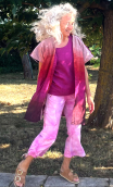 Kimono Indira. Harem. Rayures rose rouge. Veste non doublée hippy chic