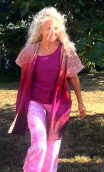 Kimono Indira. Harem. Rayures rose rouge. Veste non doublée hippy chic