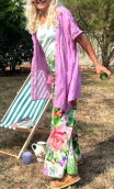 Kimono Indira. Atlantide lilas. Veste non doublée hippy chic