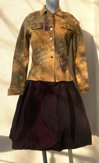 Veste Georgia. Autumn leaves sable. Blouson coton cintré imprimé