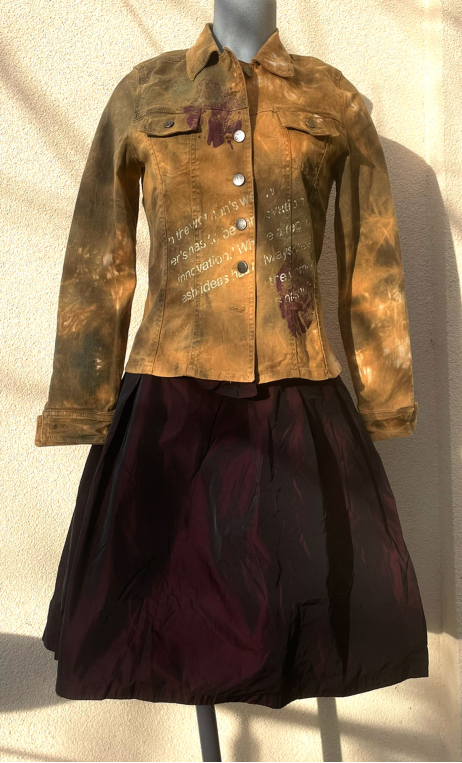 Veste Georgia. Autumn leaves sable. Blouson coton cintré imprimé