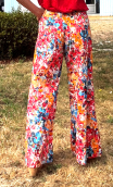 Pantalon Le Prince Consort imprimé Rosebud rouge, long large, hippy