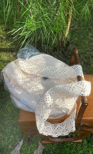 Bande macramé 6 cm. Coton naturel écru, vendu au mètre