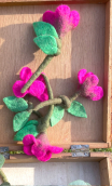  Tulipes. Fleur feutrine fuchsia 14 cm, décoration textile