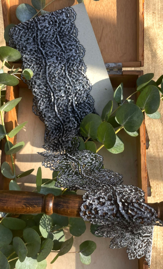 Bande dentelle argent noir, accessoires textile, vendu au mètre