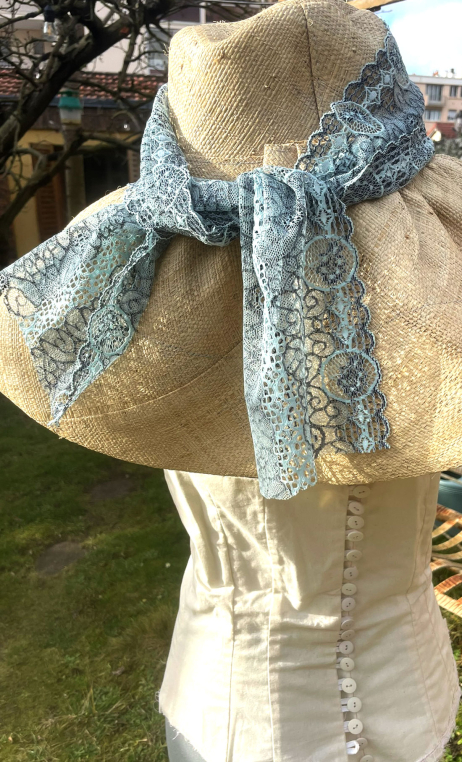 Bande dentelle Azur anthracite, accessoires textile, largeur 18 cm 