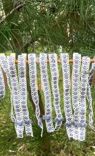 Bretelles fantaisie bleu écru, accessoire textile