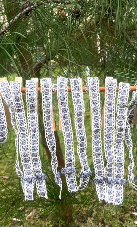 Bretelles fantaisie bleu écru, accessoire textile