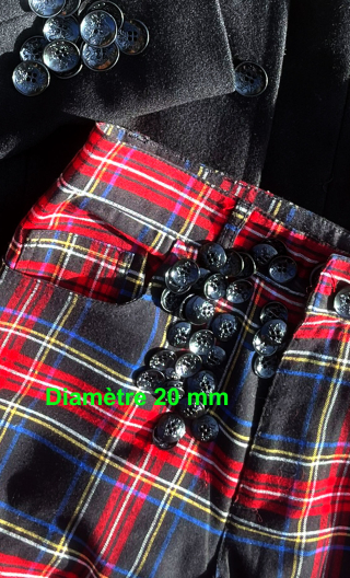 Boutons ancre noire. Petits, métal, manteau, mercerie