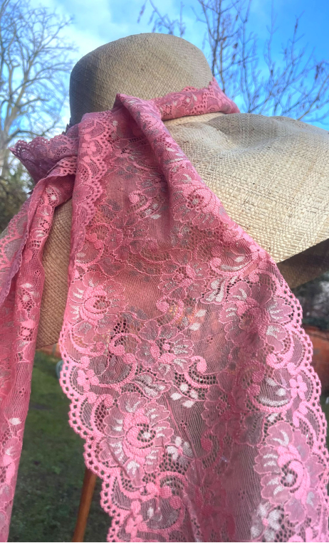 Bande dentelle Rose mint, accessoires textile, largeur 15 cm 