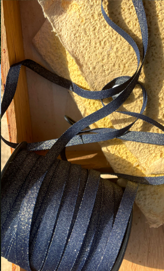 Ruban Las Vegas. Indigo lurex, mercerie