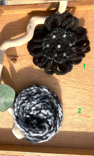 Colimaçon et bouclette, fleurs laine fantaisie, mercerie
