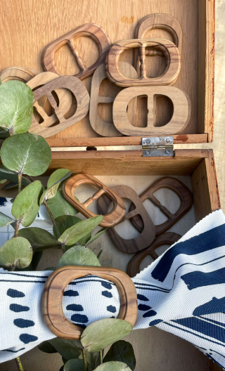 Boucle palissandre, bois, rectangulaire, mercerie