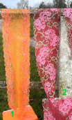 Bande dentelle Abricot et piment, mercerie, largeur 19 cm 
