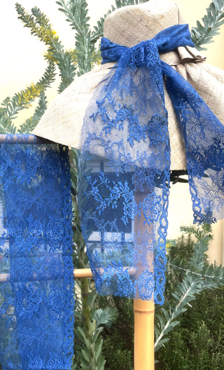 Bande dentelle Bleu Prusse, accessoires textile, largeur 16 cm 