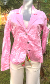 Veste Ana. Calypso rose. Cintrée en satin, tissu à mémoire